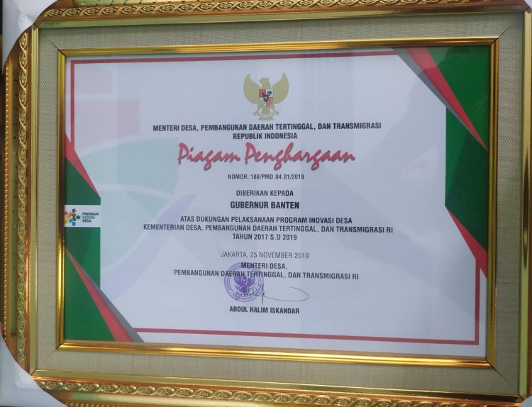 Kemendes PDTT RI beri Piagam Penghargaan kepada Pemprov Banten atas dukungan pelaksanaan PID