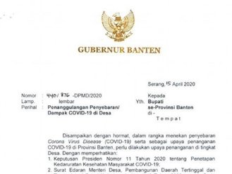 Tekan Sebaran Covid-19 di Desa, Gubernur WH Surati Bupati Se-Provinsi Banten